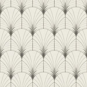 Erfurt Vliestapete Eco Deco Art Deco White FSC® mit grauem Jugendstil-Muster.