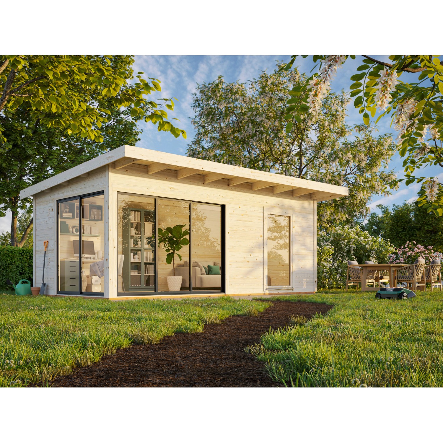 Palmako Gartenhaus Andrea Slide 595 x 300 cm Hellgrau-Anthrazit FSC® günstig online kaufen