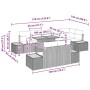 vidaXL Garten Essgruppe 9-tlg, grau/braun Poly-Rattan mit Kissen. Modulares Essset mit Maßangaben.