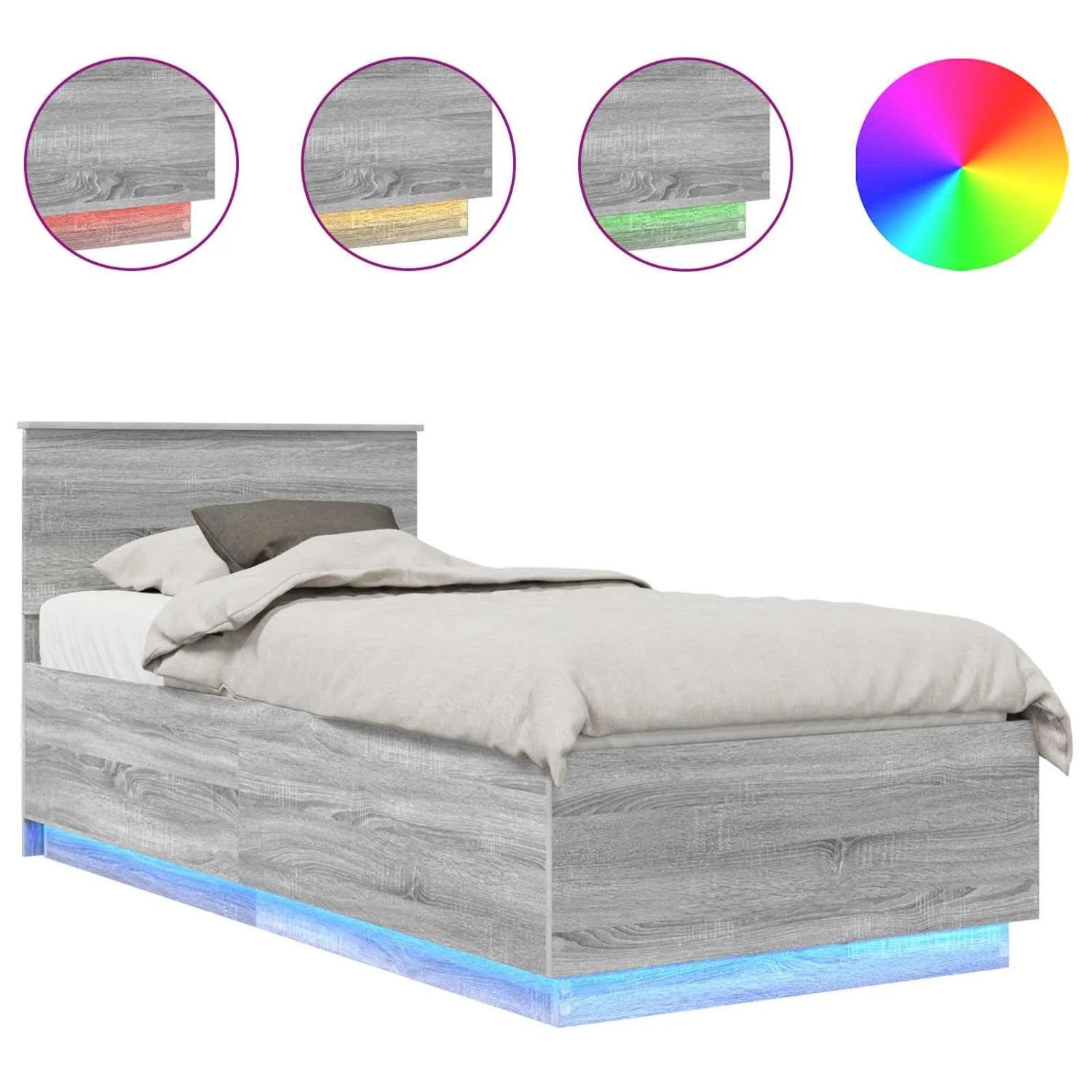 vidaXL Bettrahmen Graues Sonoma 100 x 200 cm Holzwerkstoff 3408108