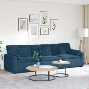 vidaXL Modulares Sofa mit Kissen Blau 3321098