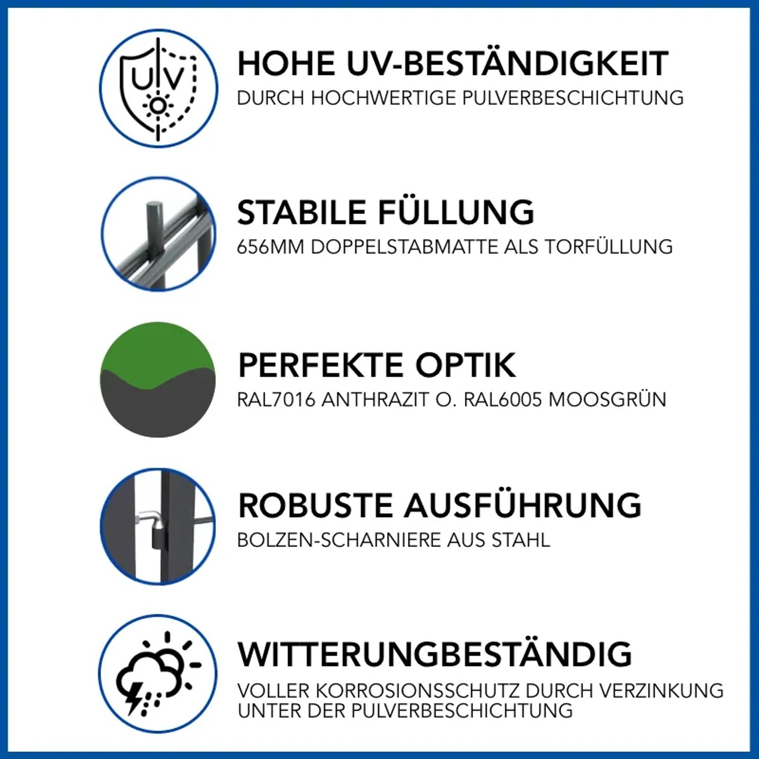 GEWA Gartentor Economy Einflügelig 1m Breit 1,4m Hoch Doppelstabmattentor Doppelstabmattenzaun RAL7016 Anthrazit Inkl. Pfosten und Zubehör_6