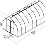 Skizze des Palram Canopia Bella Gewächshauses 4.8x2.4 m mit Maßangaben.