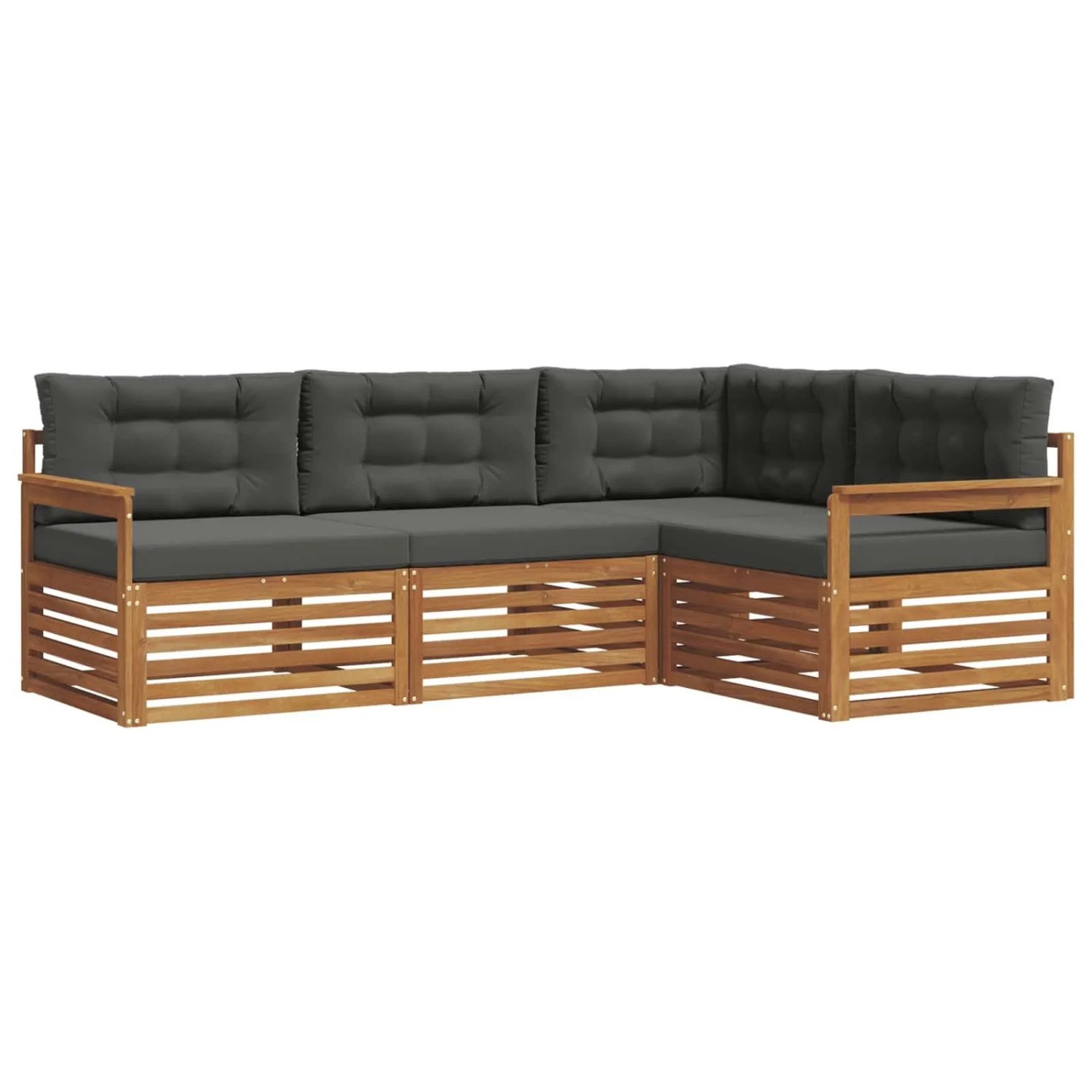 vidaXL Outdoor-Sofagarnitur mit Kissen 4-Tlg Natur und Anthrazit 3373367