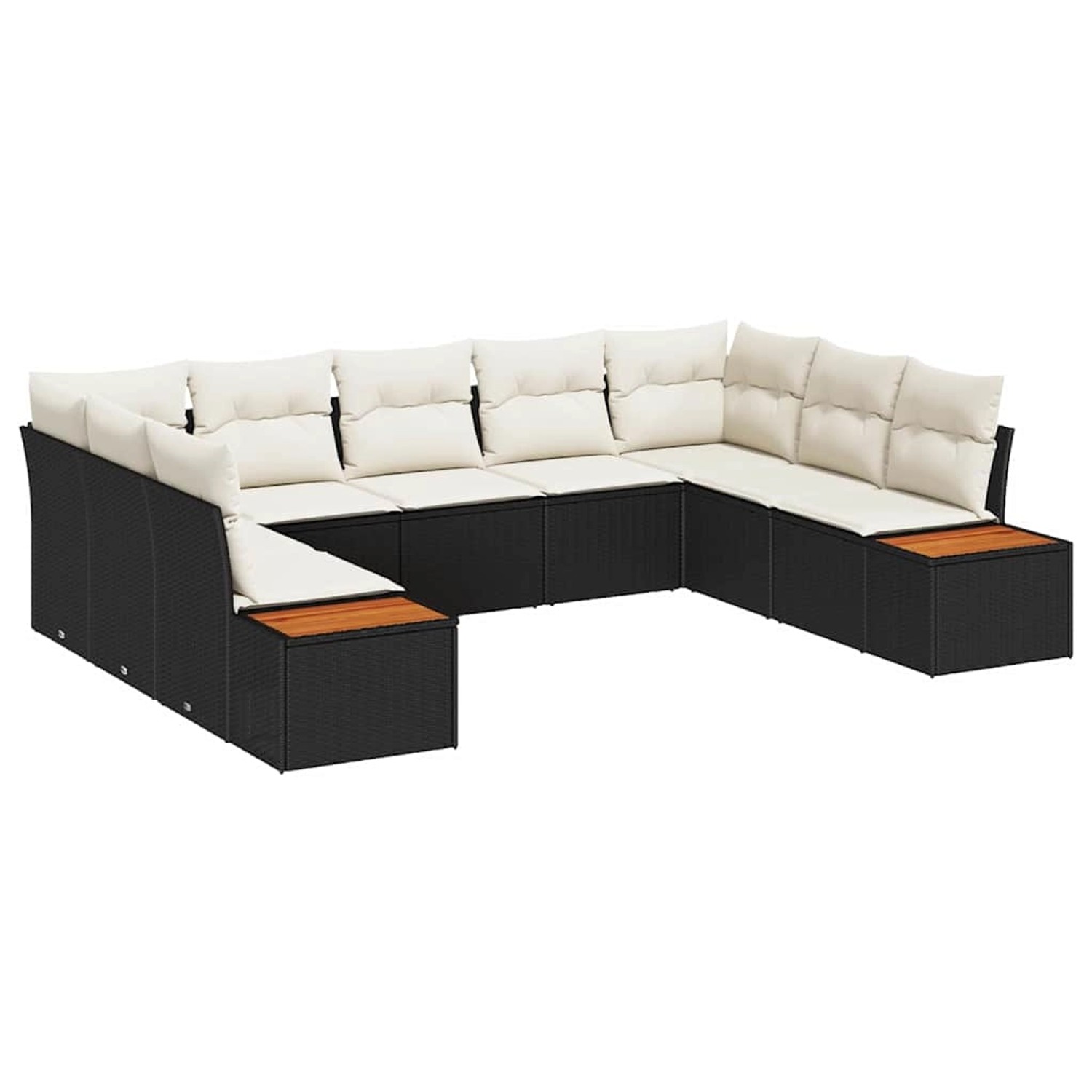 vidaXL 9-Teiliges Garten-Sofa-Set mit Kissen Schwarz Poly Rattan Akazie 334 günstig online kaufen