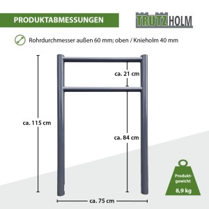 TRUTZHOLM Fahrradanlehnbügel Stahl, 115x75cm, pulverbeschichtet, Maße