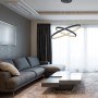 Moderne, schwarze LED-Hängeleuchte Ralph, Ø 51 cm, im Wohnraum. Design-Pendelleuchte mit zwei Ringen.