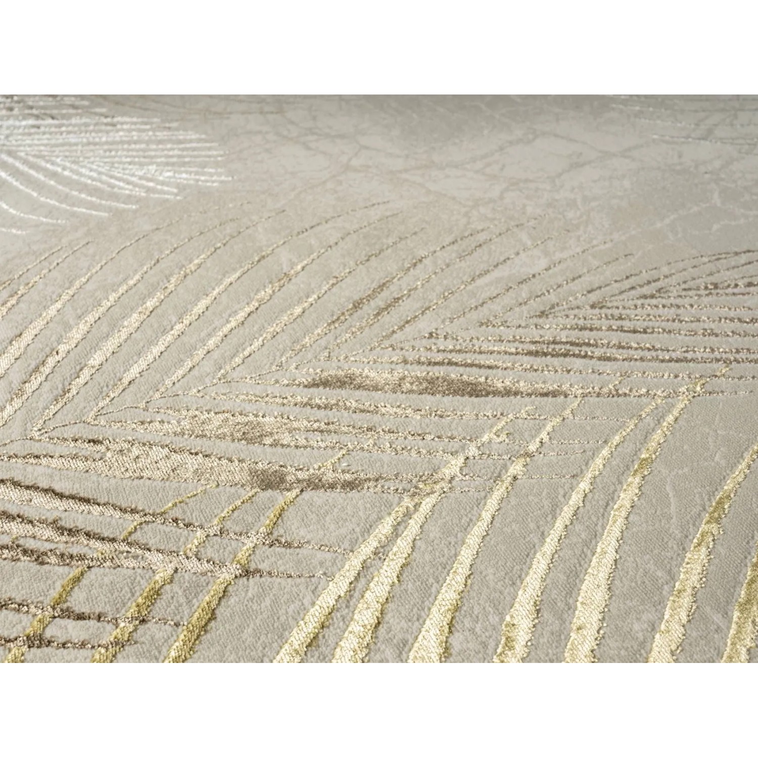 Beiger Kurzflor Teppich (290x200 cm) mit Blattmuster von Floornovo.