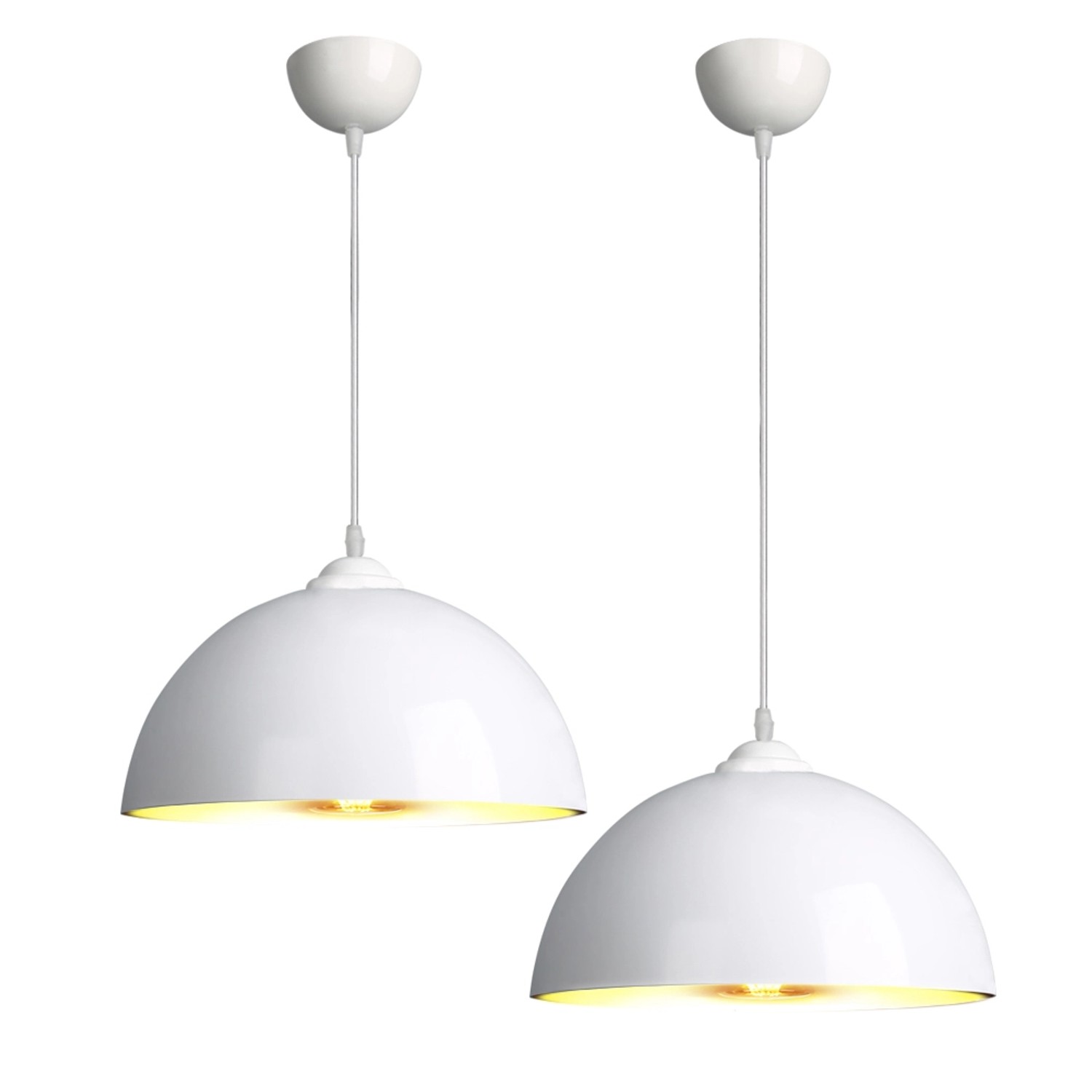 Zwei weiße CCLIFE Hängelampen im Industrial Design für Lampen & Leuchten.