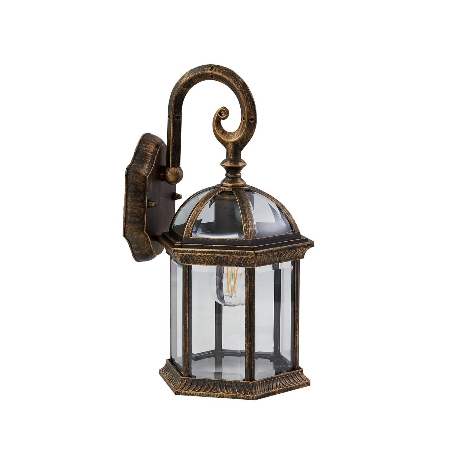 Lindby Wandleuchte Außen Laterne Adelisa 10025849 Spritzwassergeschützt Landhaus Vintage Rustikal in Bronze aus Aluminiu...