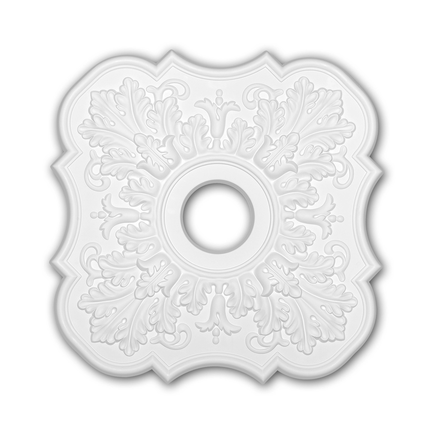 PROFHOME 156053 RoSette aus Polyurethan DeckenroSette Medaillon 52,2 x 52,2 cm 52,2 cm x 52,2 cm Weiß