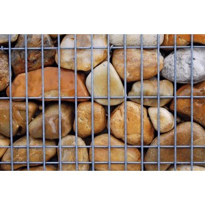 Scherf Fertig-Gabione mit bunten Flusskieseln, 150x50x100 cm, für Mauern und Einfassungen.