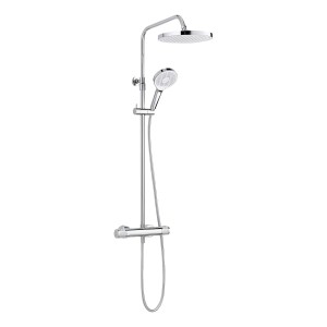 Schöner Wohnen Duschsystem Glaia mit Thermostat, chrom, mit Kopf- und Handbrause.