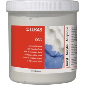 Lukas Leichtstrukturpaste 250ml im weißen Kunststoffbehälter. Modelliermasse für plastische Bildgestaltung.