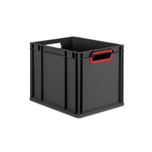 PROREGAL Eurobox Nextgen Color HxBxT 32x30x40cm 30 Liter Griffe Rot Offen Schwarz Eurobehälter Transportbox Transportbehälter