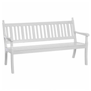 Weiße Blome Gartenbank Hohenzollern, 3-Sitzer, aus Kunststoff mit Lattenmuster.