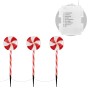 3er Set LED Lollipop-Weihnachtsweg für Aussen, 60 LEDs, 3m, 8 Modi, rot/weiss, Weihnachtsdekoration