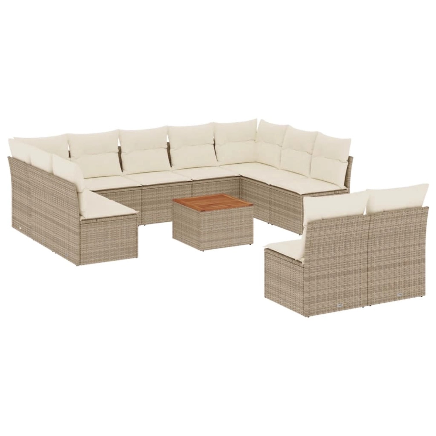 vidaXL 12-Tlg Garten-Sofagarnitur mit Kissen Beige Poly Rattan 3256219 günstig online kaufen