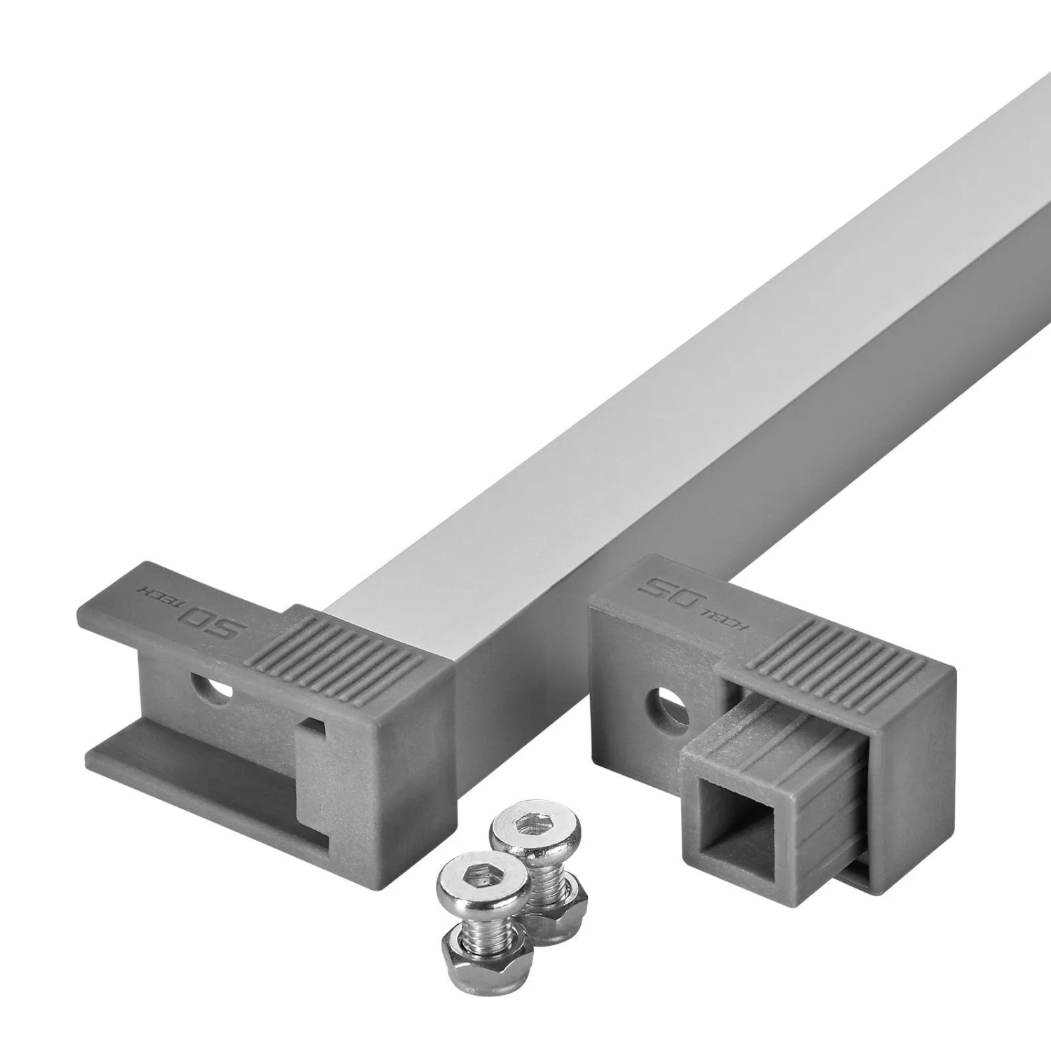 SOTECH VarioSlide Einhandverriegelung für Schubladen Ohne Front Breite 1200 mm Alu Eloxiert mit Grauem Adapter für VarioSlide Schwerlastauszug
