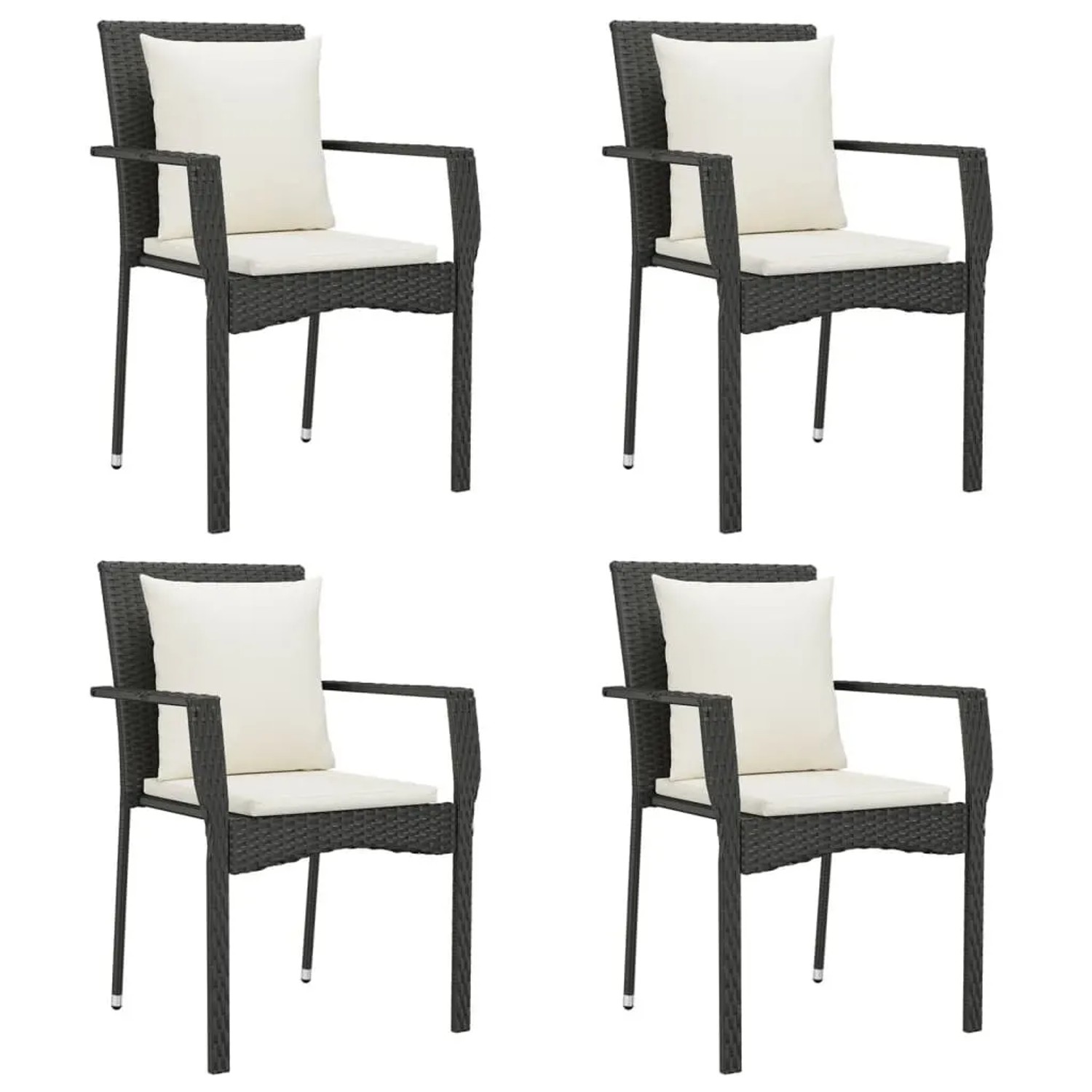 Furnicato Gartenstühle 4er Set Mit Kissen Poly Rattan 59x535x88 Cm Schwarz