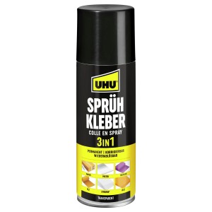 Uhu Sprühkleber 3in1, 200ml Dose. Universell einsetzbarer Kleber für Papier, Stoff, Leder uvm.