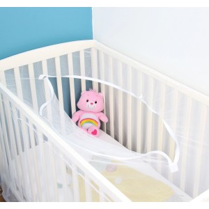 Avosdim Moskitonetz mit Reißverschluss für Babybett in Universalgröße im weißen Kinderbett.