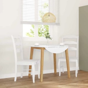 vidaXL Esszimmerstühle 2 Stk Weiß Massivholz Gummibaum 4102497