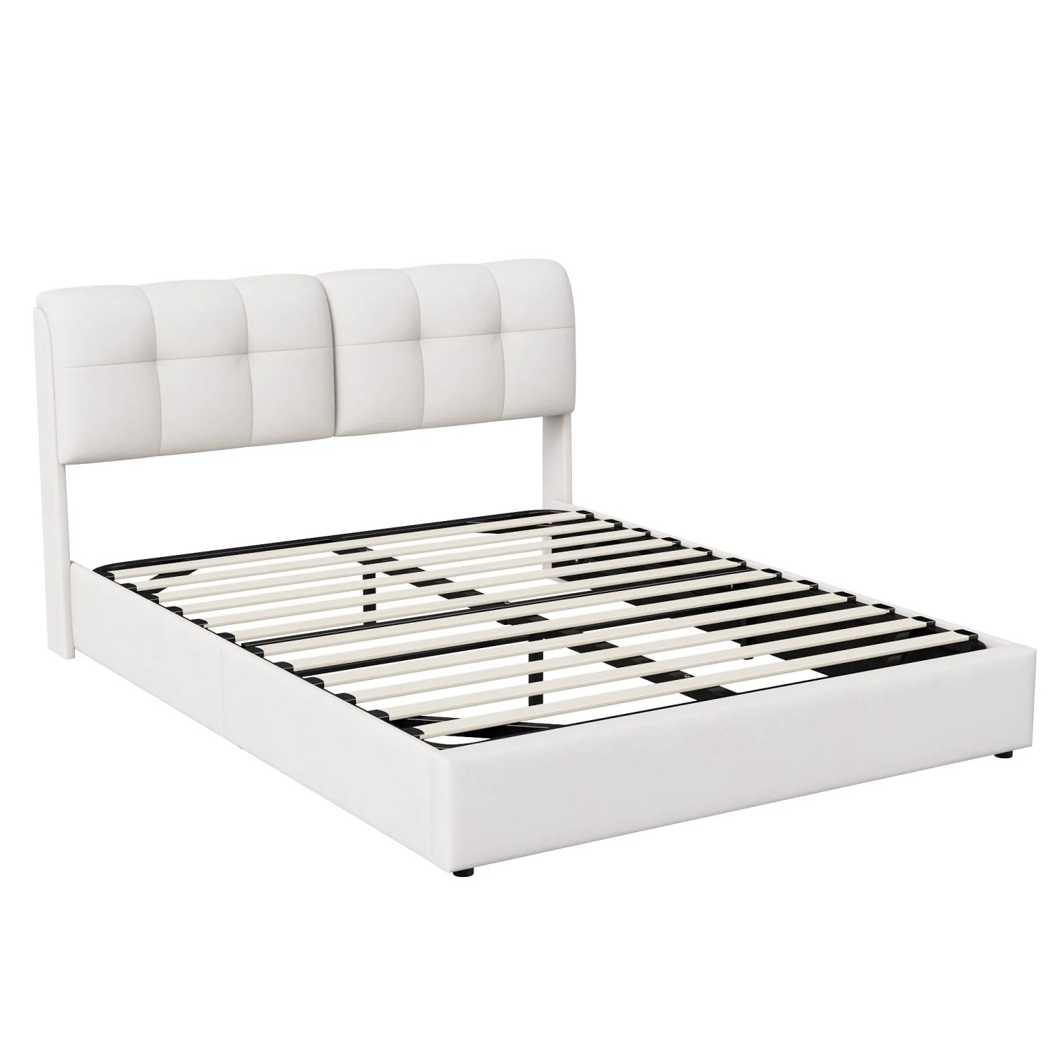 PXloue Bettrahmen Polsterbett-Stabiler Doppelbett mit  Stauraum&Lattenrost 160 x 200cm