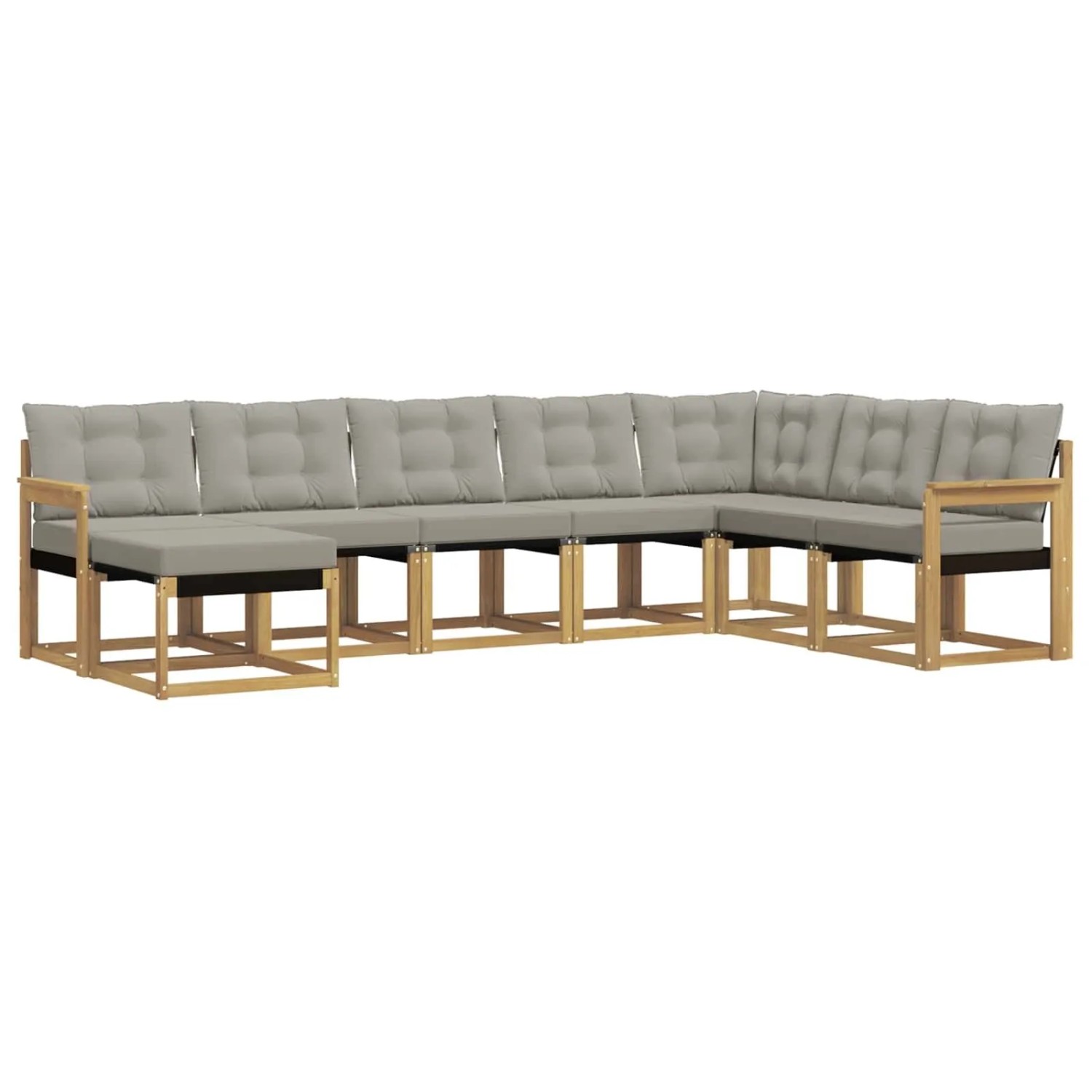 vidaXL Outdoor-Sofagarnitur mit Kissen 8-Tlg Weiß und Hellgrau 3389757