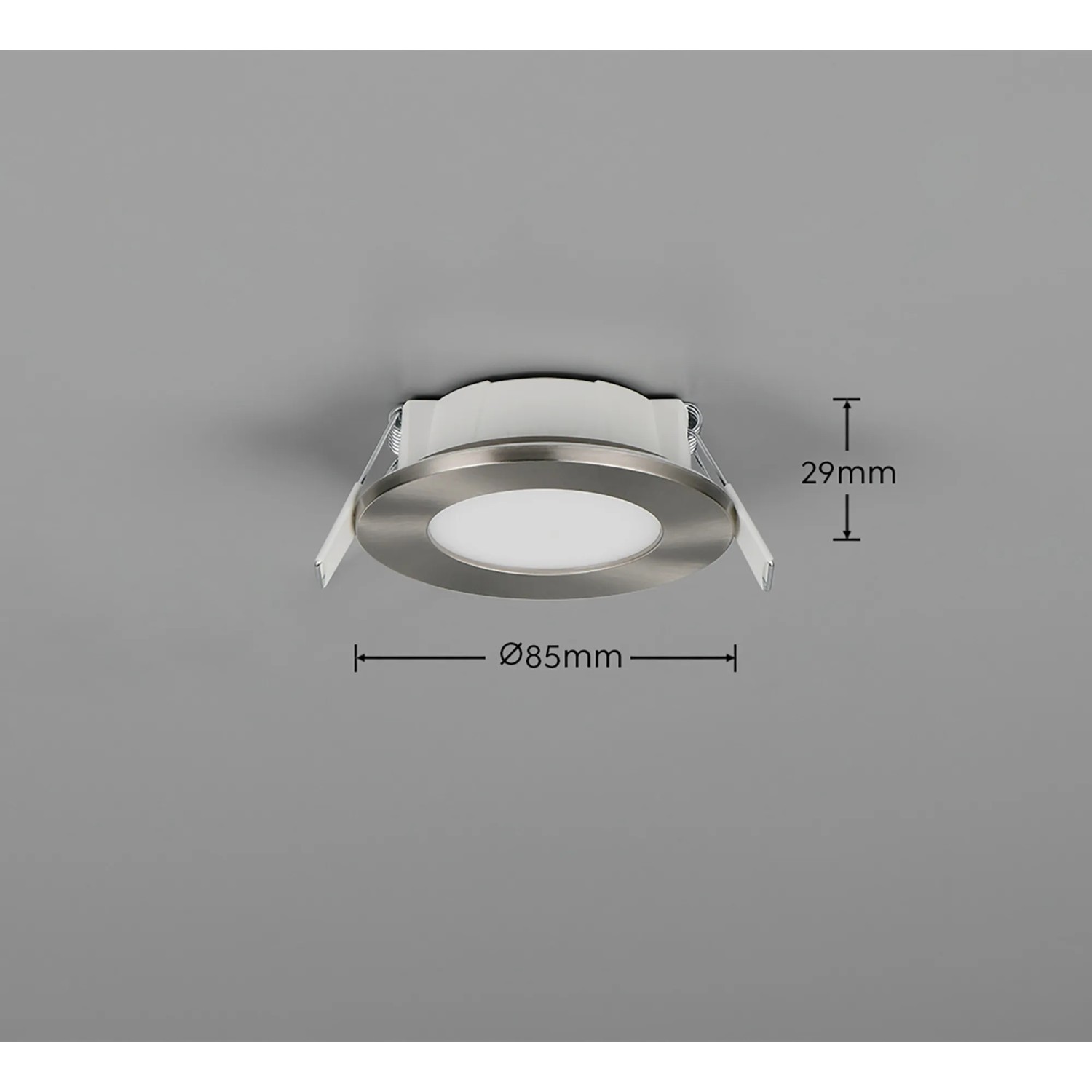 Trio LED Einbaustrahler Himal, 3er-Set, Nickel matt, Ø 8,5 cm. Moderne Deckenleuchte für Innenräume.