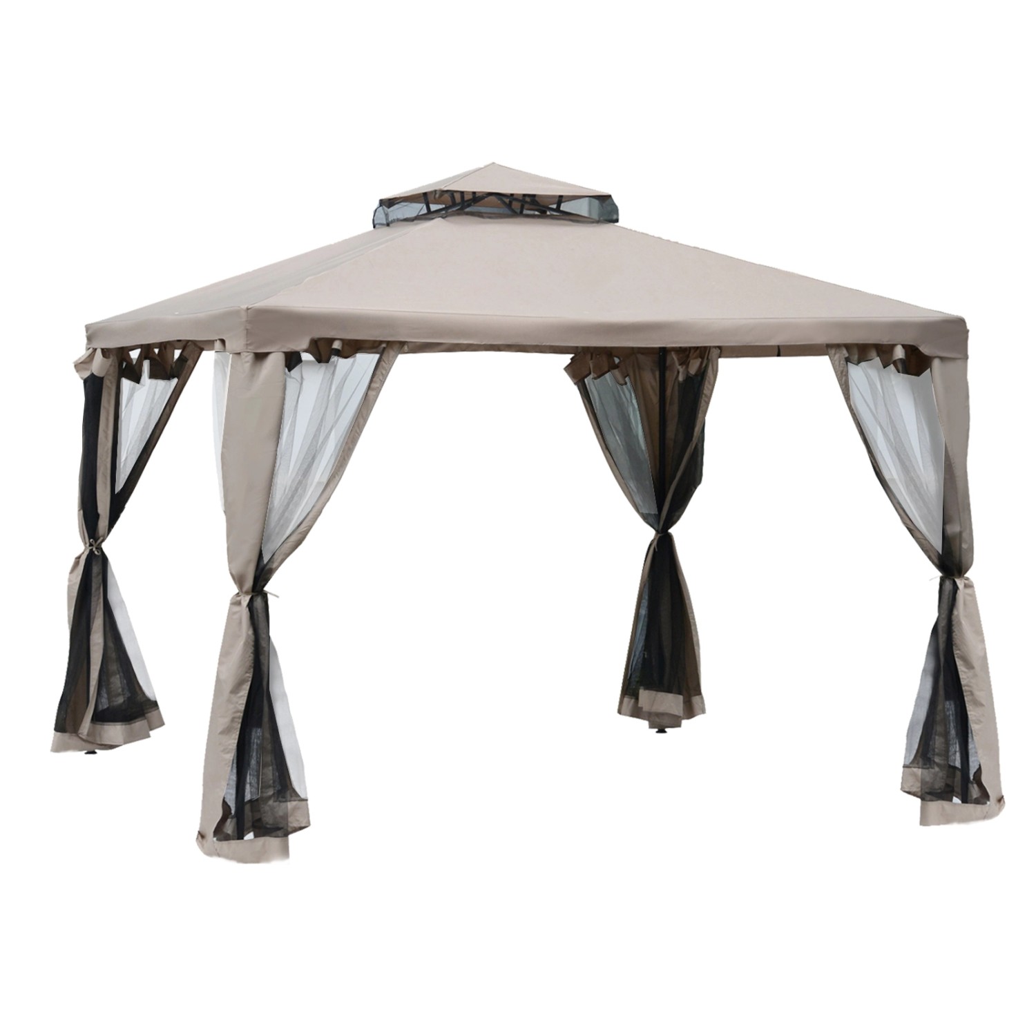 Outsunny Pavillon Polyester Metall Gartenzelt  Grau 294L x 294B x 265H cm günstig online kaufen