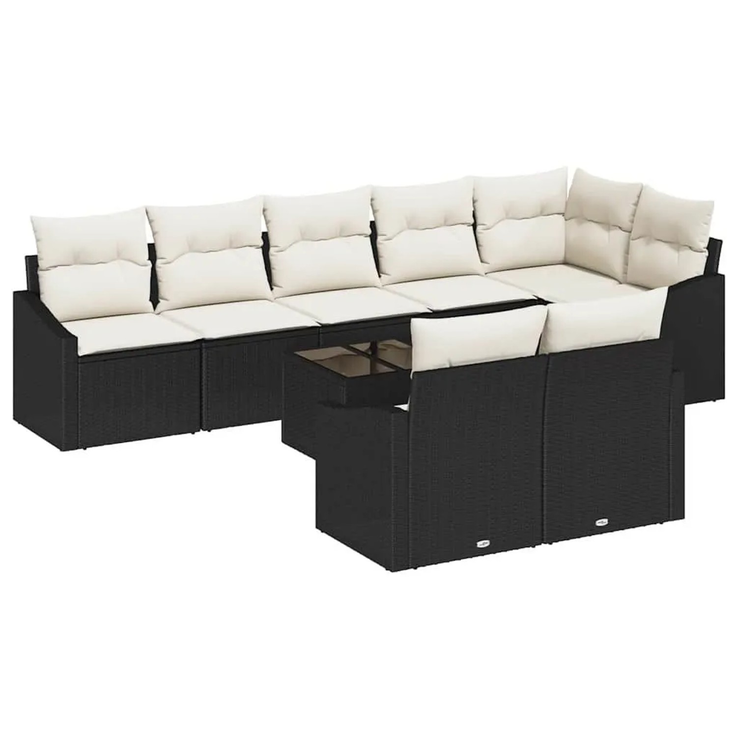 vidaXL Gartensofa-set mit Kissen 9-Tlg Braun und Creme Poly-Rattan 3355446 günstig online kaufen