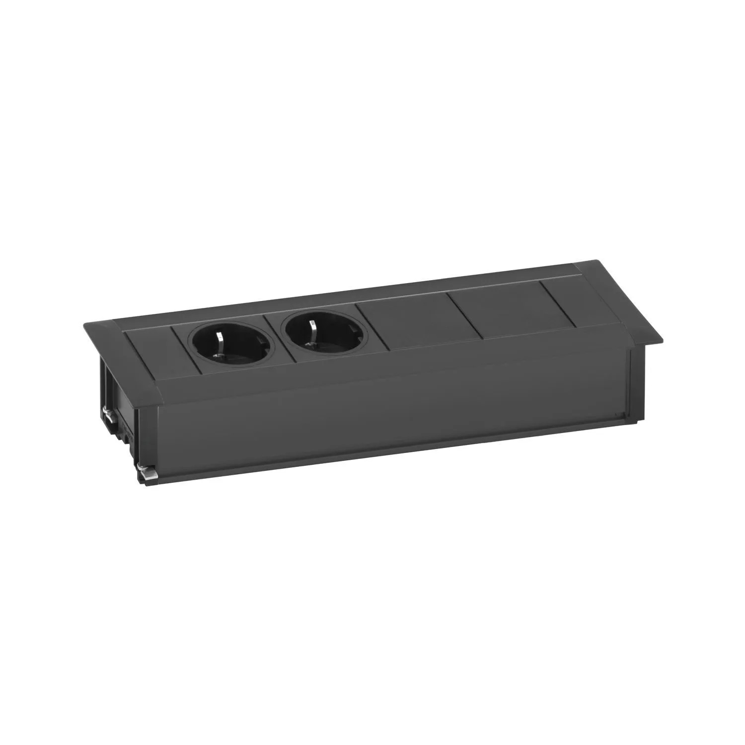 Evoline Frame-Dock Steckdosenleiste Data 2-Fach mit 2 Modulplätzen Schwarz