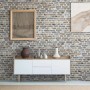 PROFHOME 3D Tapete Ziegelstein in Grau, Braun, Beige und Weiß. Dekorative Vliestapete in Steinoptik.