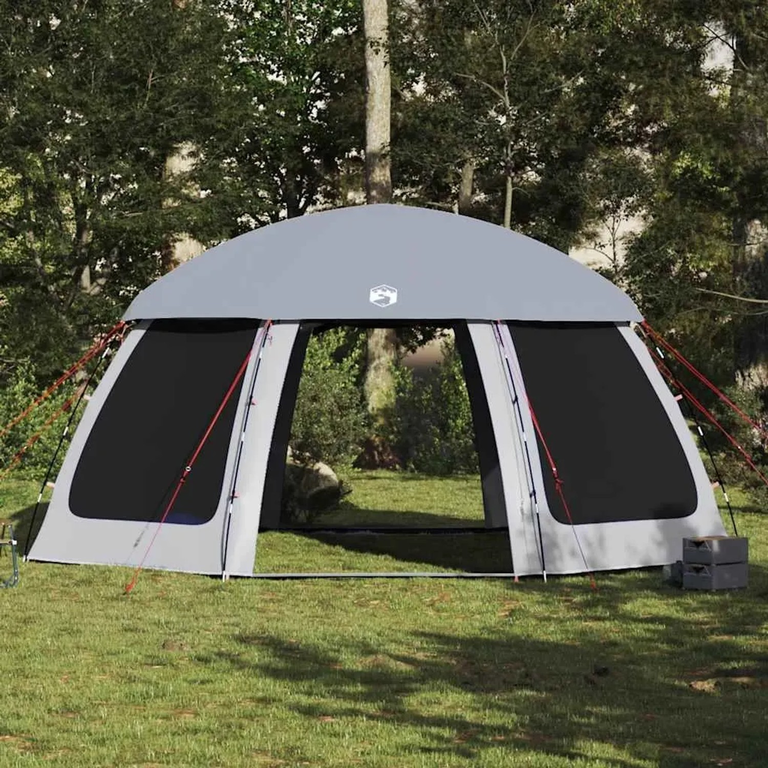 vidaXL Poolzelt mit Abnehmbarem Überzelt Netzwänden Grau 510x510cm 4100636_4
