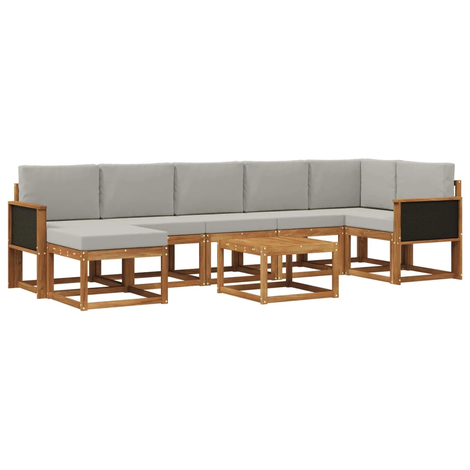 vidaXL Outdoor-Sofagarnitur 8 Stk Natur und Hellgrau Polyester 3385402