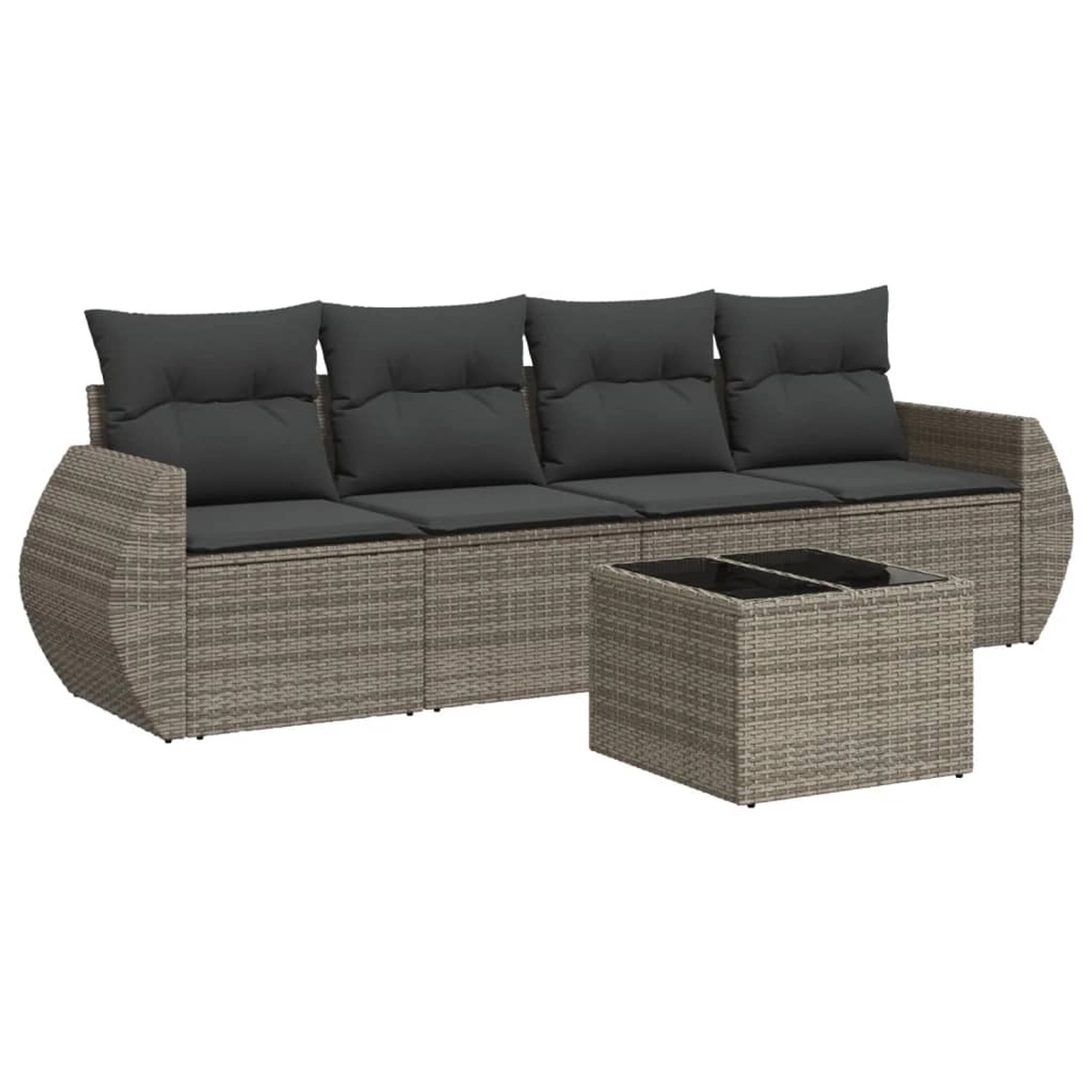 vidaXL 5-Tlg Garten-Sofagarnitur mit Kissen Grau Poly Rattan 3253427 günstig online kaufen