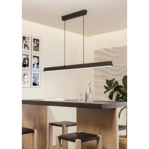 Moderne LED-Pendelleuchte Simolaris-Z von Eglo in Schwarz-Weiß, ideal für Esszimmer und Wohnzimmer.