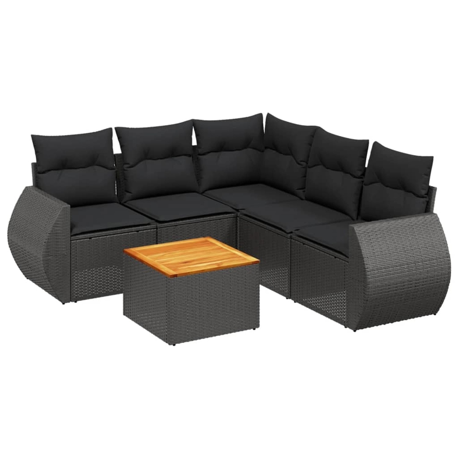 vidaXL 6-Tlg Garten-Sofagarnitur mit Kissen Schwarz Poly Rattan 3224998 günstig online kaufen