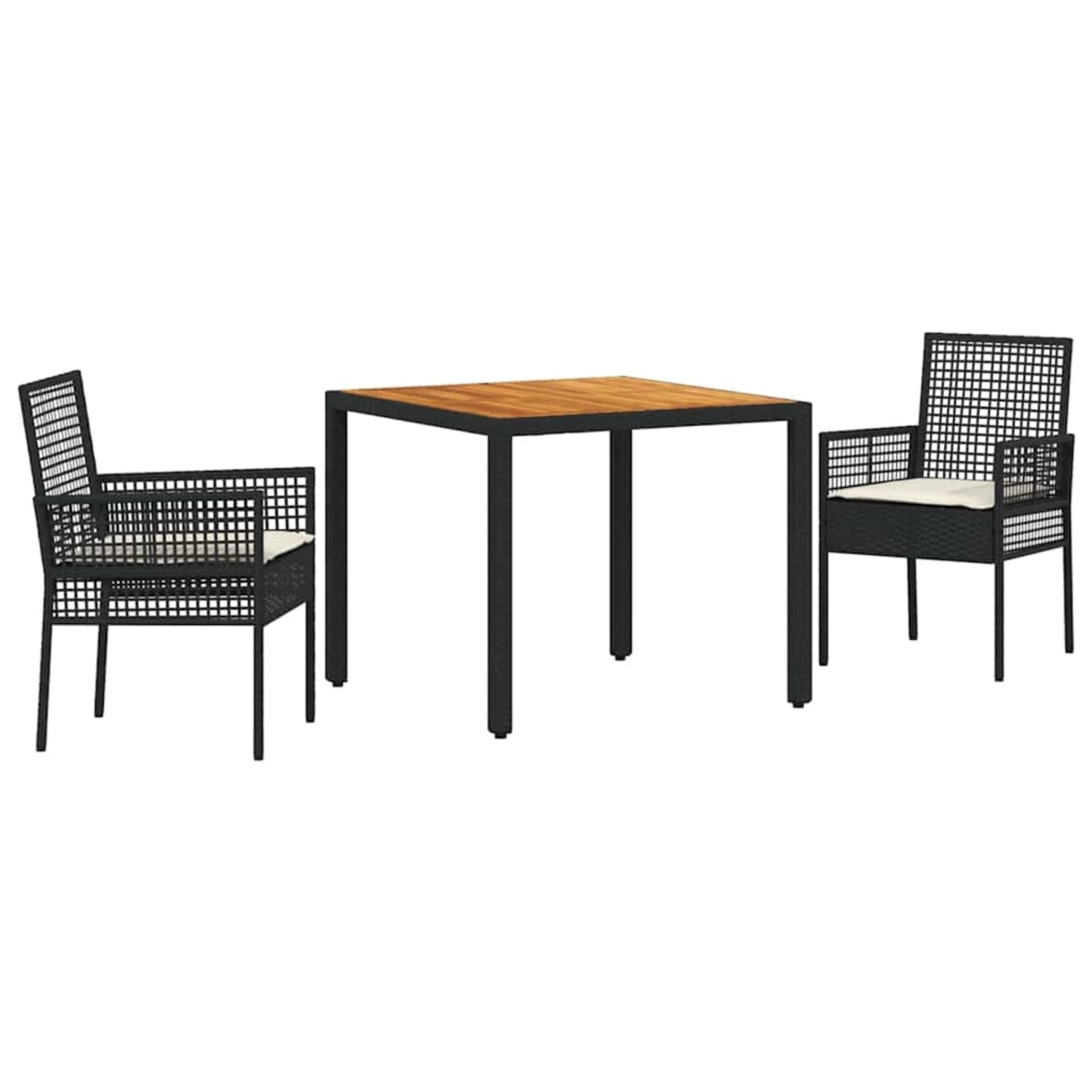 vidaXL 3-Teiliges Garten-Essgruppe mit Kissen Schwarz Poly Rattan 3334901 günstig online kaufen