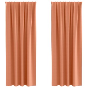 vidaXL Verdunkelungs-Vorhänge mit Ringen Terrakotta Polyester 4107525