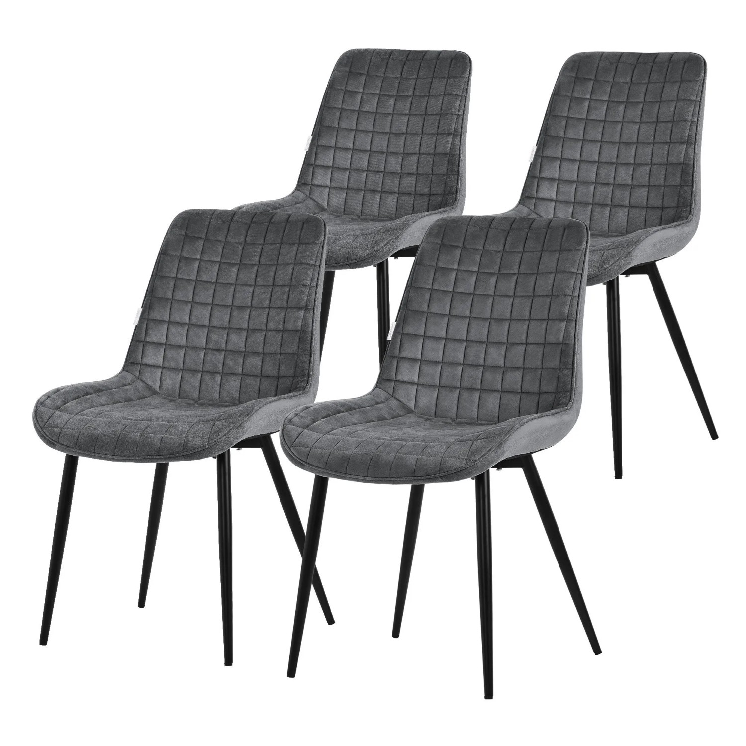 ML-Design Esszimmerstühle 4er Set Anthrazit Samtbezug Metallbeinen