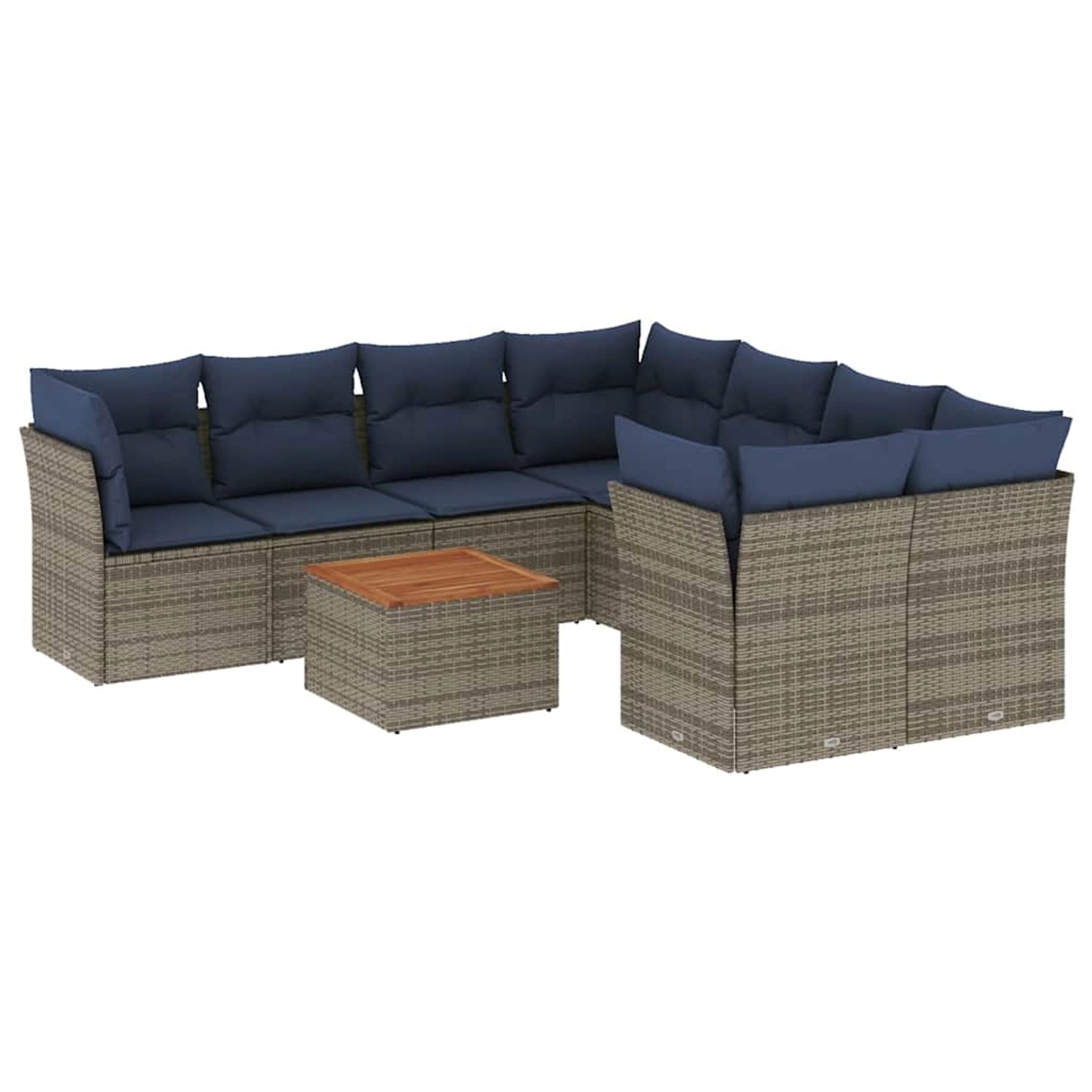 vidaXL 9-Tlg Garten-Sofagarnitur mit Kissen Grau Poly Rattan 3255865 günstig online kaufen