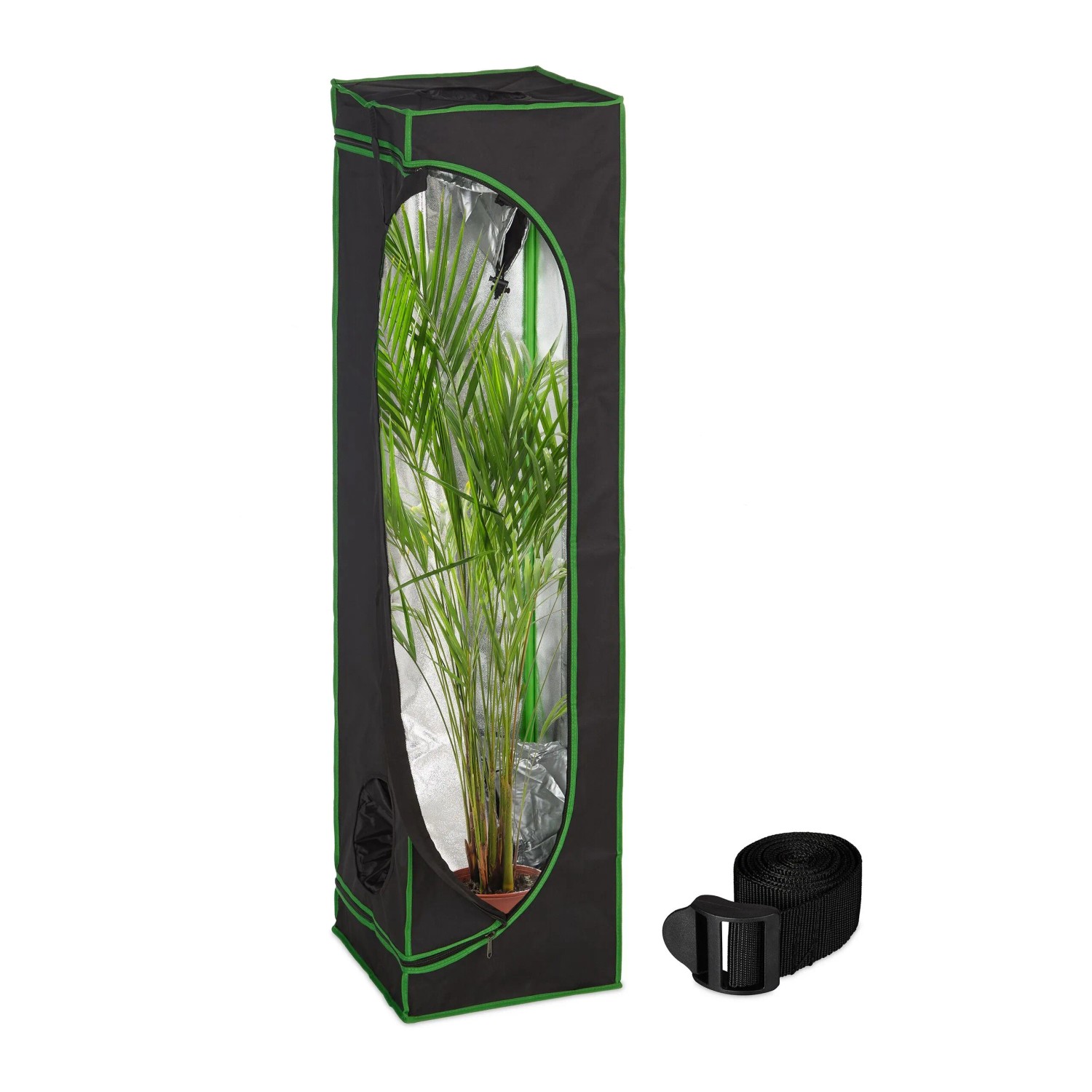 Relaxdays Growzelt Polyester Stahl Schwarz Lichtdicht 40 cm x 40 cm x 160 cm