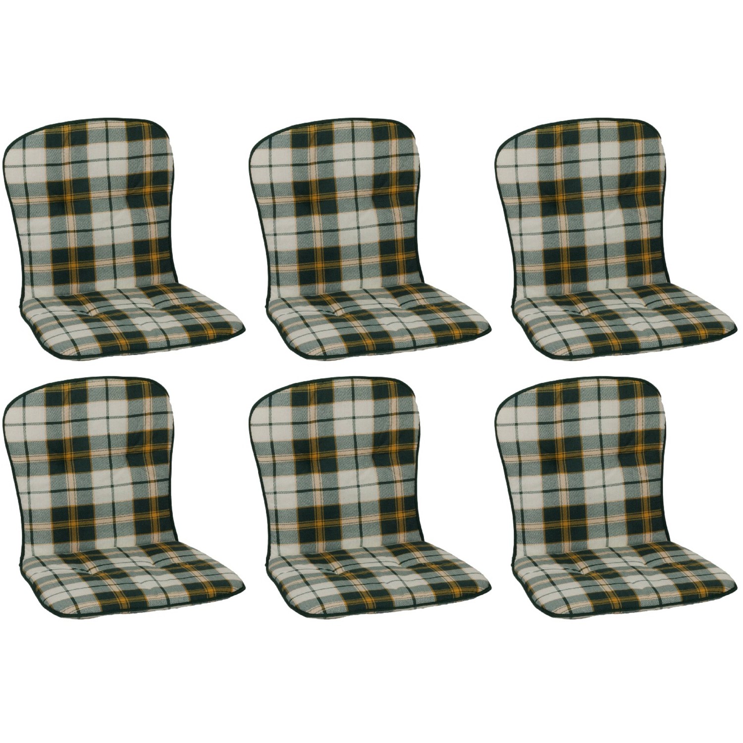 Beo Sitzauflage Niedriglehner Mono 6er-Set Grün kariert günstig online kaufen