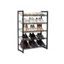 Schwarzes Songmics Schuhregal mit 5 Ebenen und verschiedenen Schuhen.