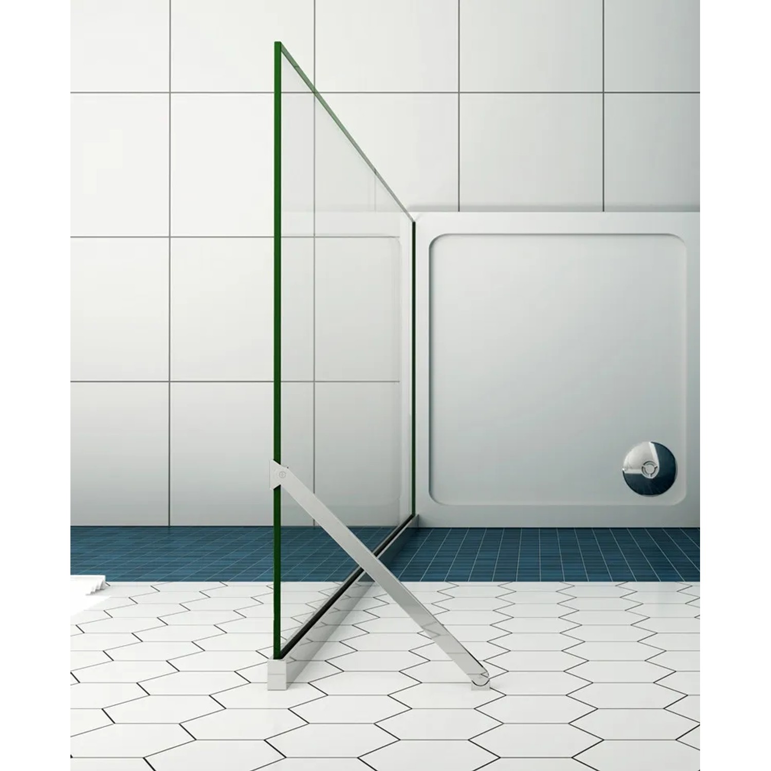 Duschparadies Walk-In Dusche mit Klarglas und Chromrahmen, 86x195cm.