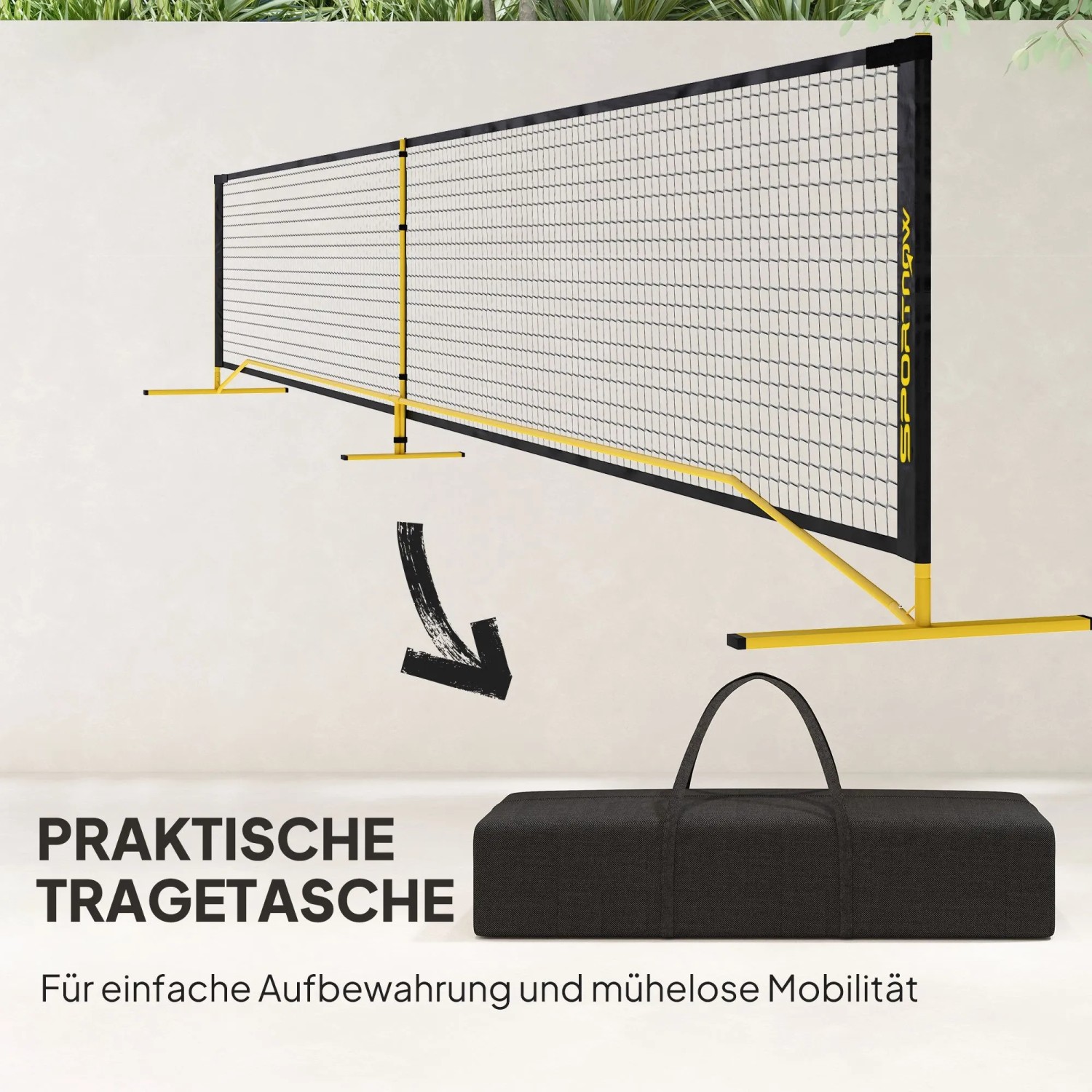 SPORTNOW Pickleball Netz gelb-schwarz, Metallrahmen, Polyester-Netz. Inkl. schwarzer Tragetasche für Sport & Fitness.
