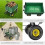 Grüner Tectake Bollerwagen mit klappbaren Seitenwänden und Luftreifen, ideal für Camping und Garten.
