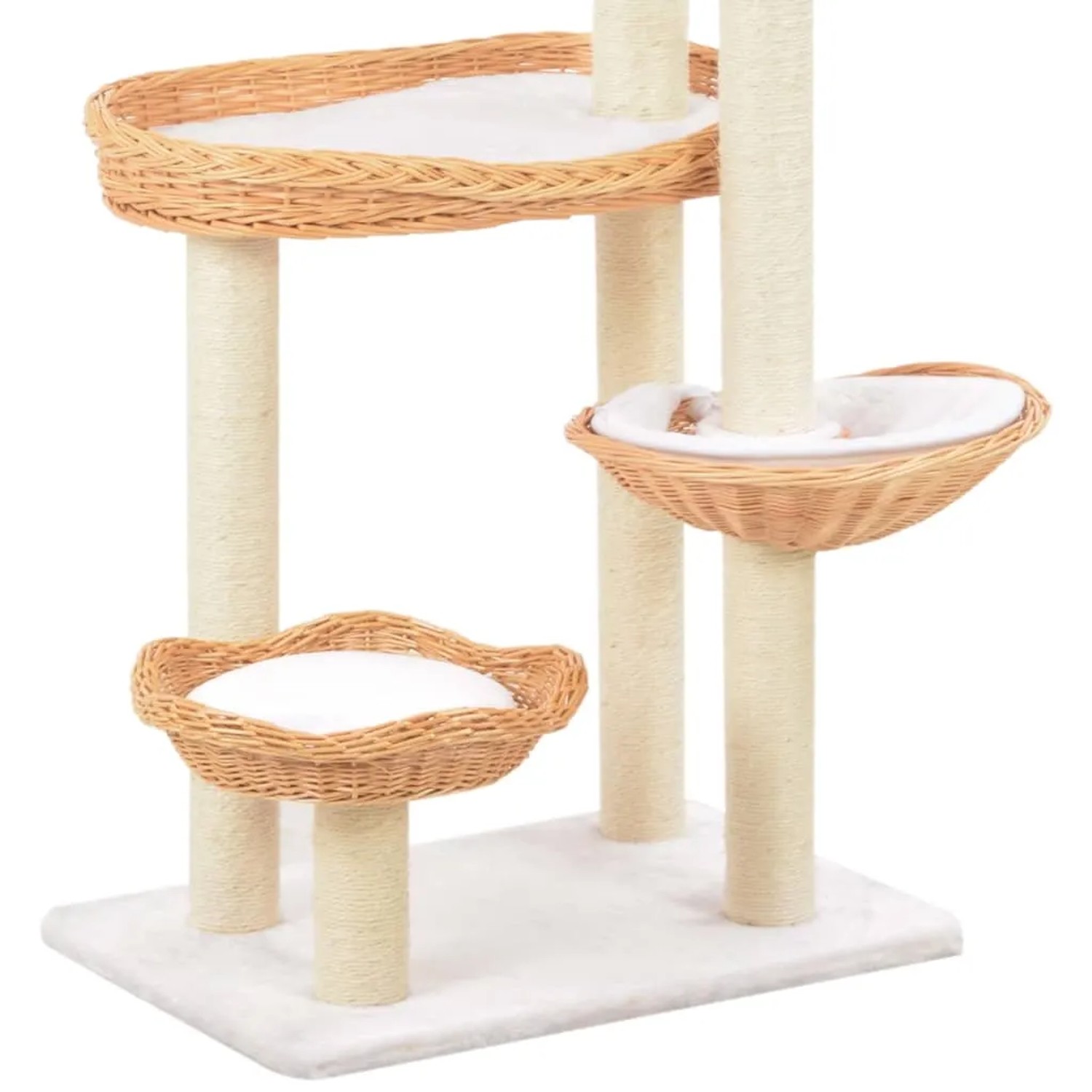 vidaXL Katzenkratzbaum aus Sisal und Weide mit 5 Körben und Kissen.